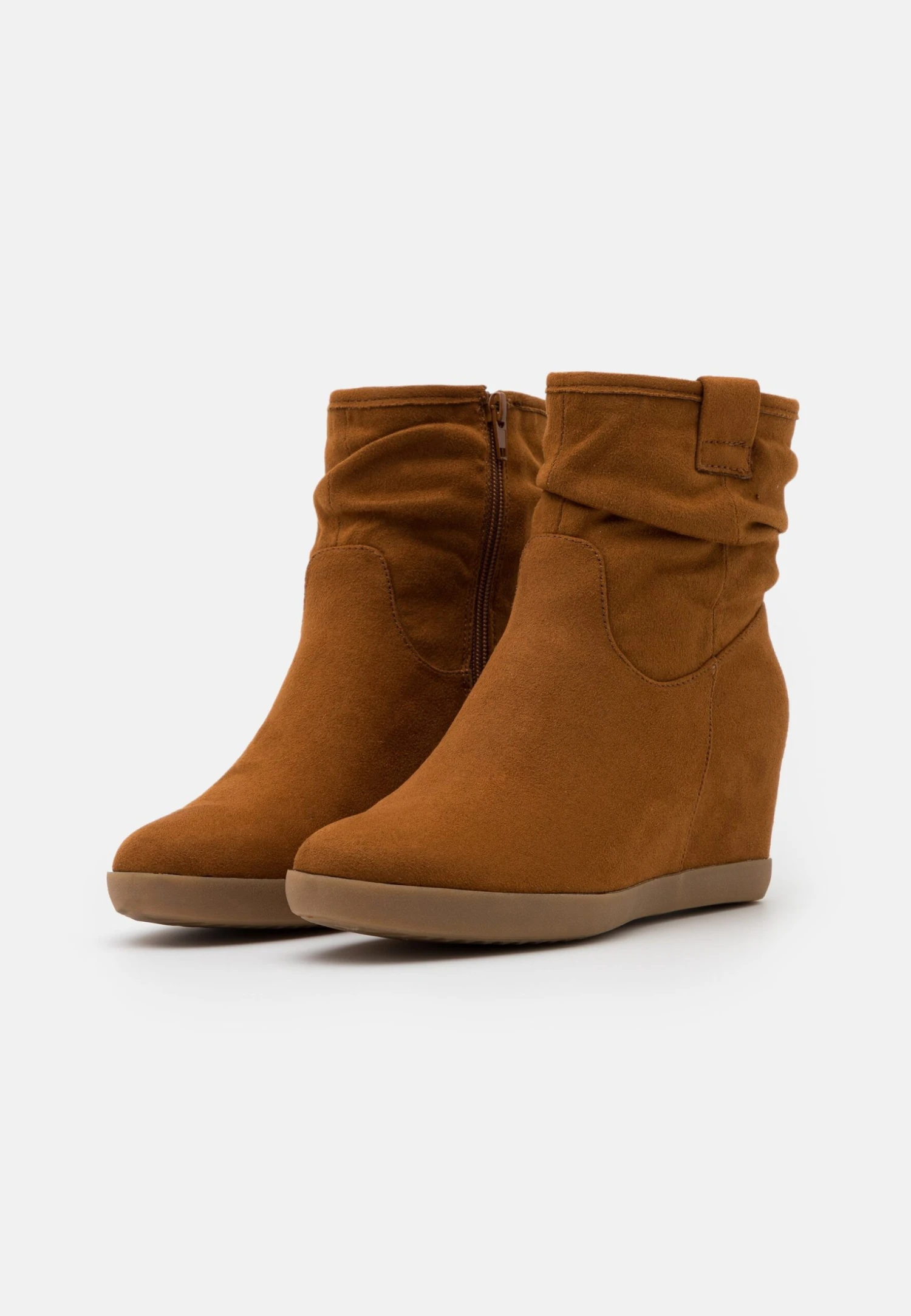 Anna Field Winter Boot - Enkellaarsjes Met Sleehak - Cognac 3 Anna Field Winter Boot - Enkellaarsjes Met Sleehak - Cognac - Afbeelding 3