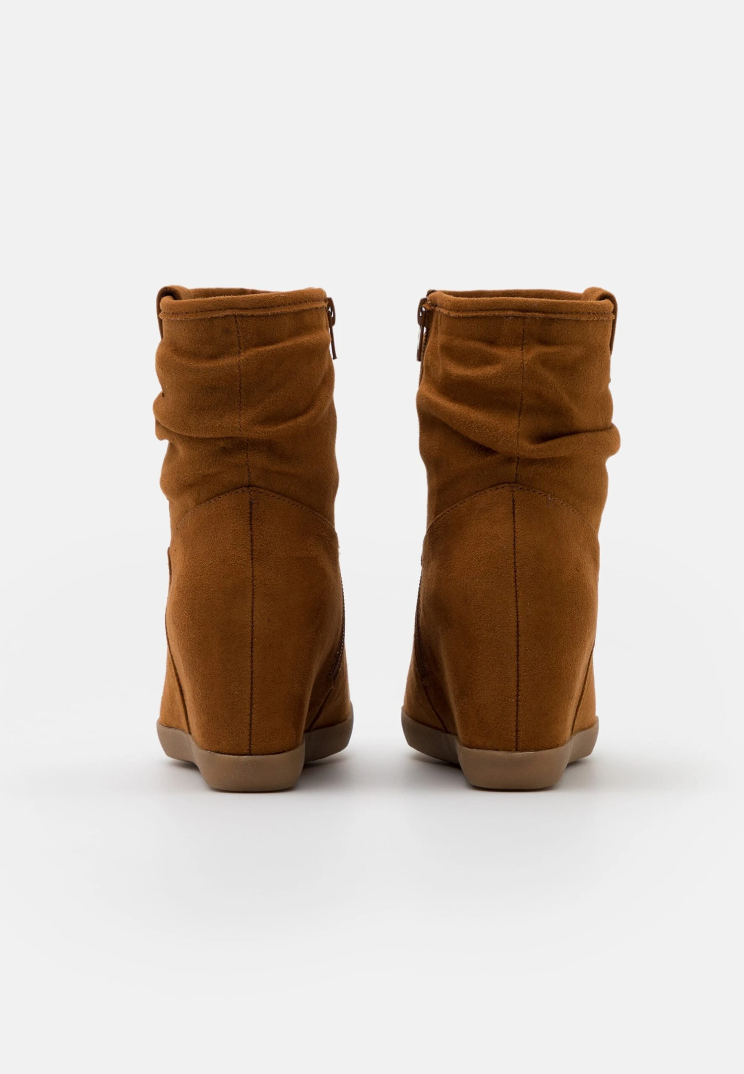 Anna Field Winter Boot - Enkellaarsjes Met Sleehak - Cognac 4 Anna Field Winter Boot - Enkellaarsjes Met Sleehak - Cognac - Afbeelding 4