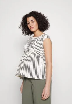 Maternity Baby Doll Nursing Tee- T-Shirt Print -Dark Blue/Off-White