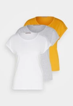 Anna Field 3 Pack - T-Shirt Basic - White/Mottled Light Grey/Dark Yellow -Anna Field Verkoop 2024 64da417ebc53444592410fc8c3b8ec30