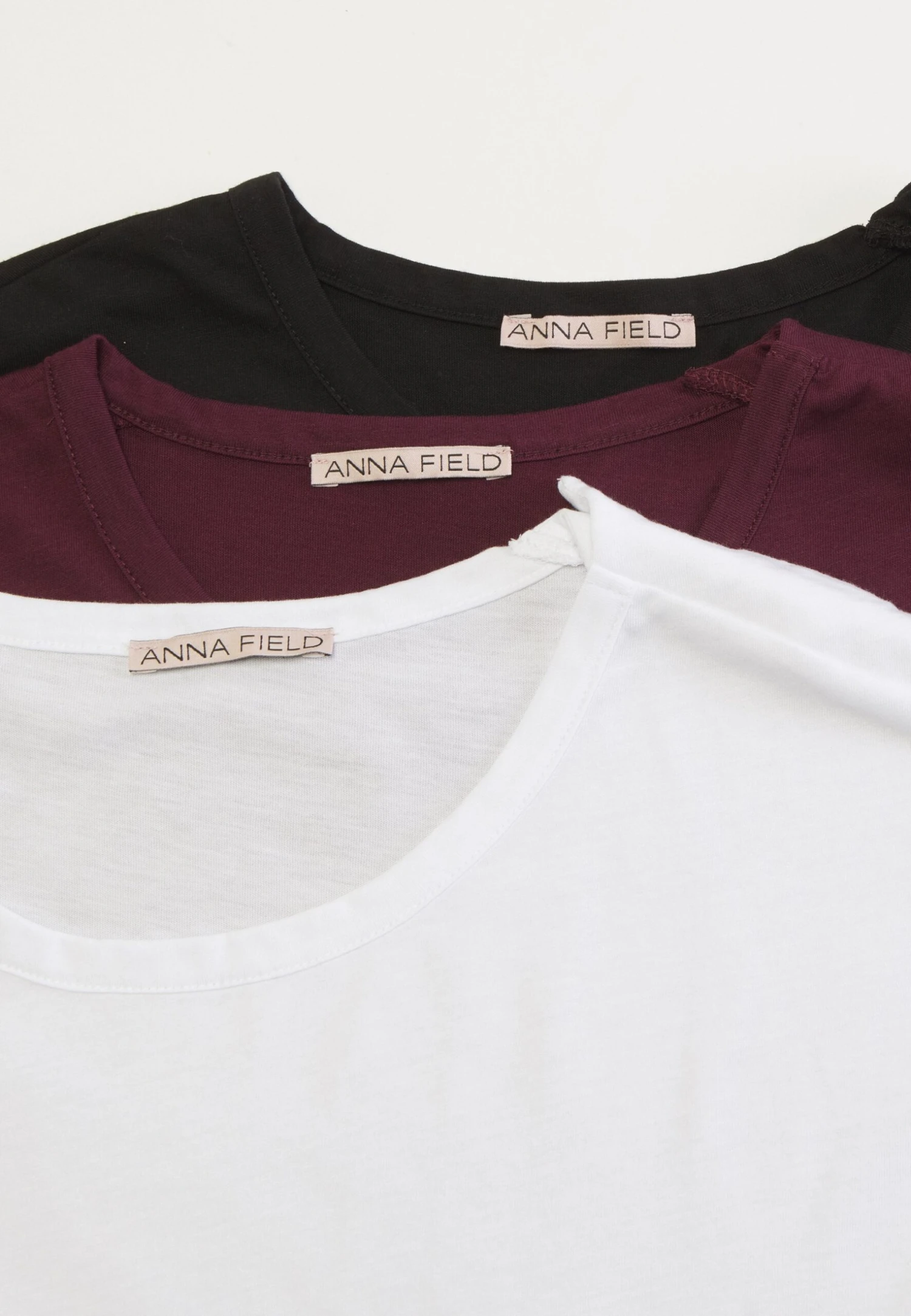 Anna Field 3 Pack - T-Shirt Basic - Dark Red/White/Black 9 Anna Field 3 Pack - T-Shirt Basic - Dark Red/White/Black - Afbeelding 9