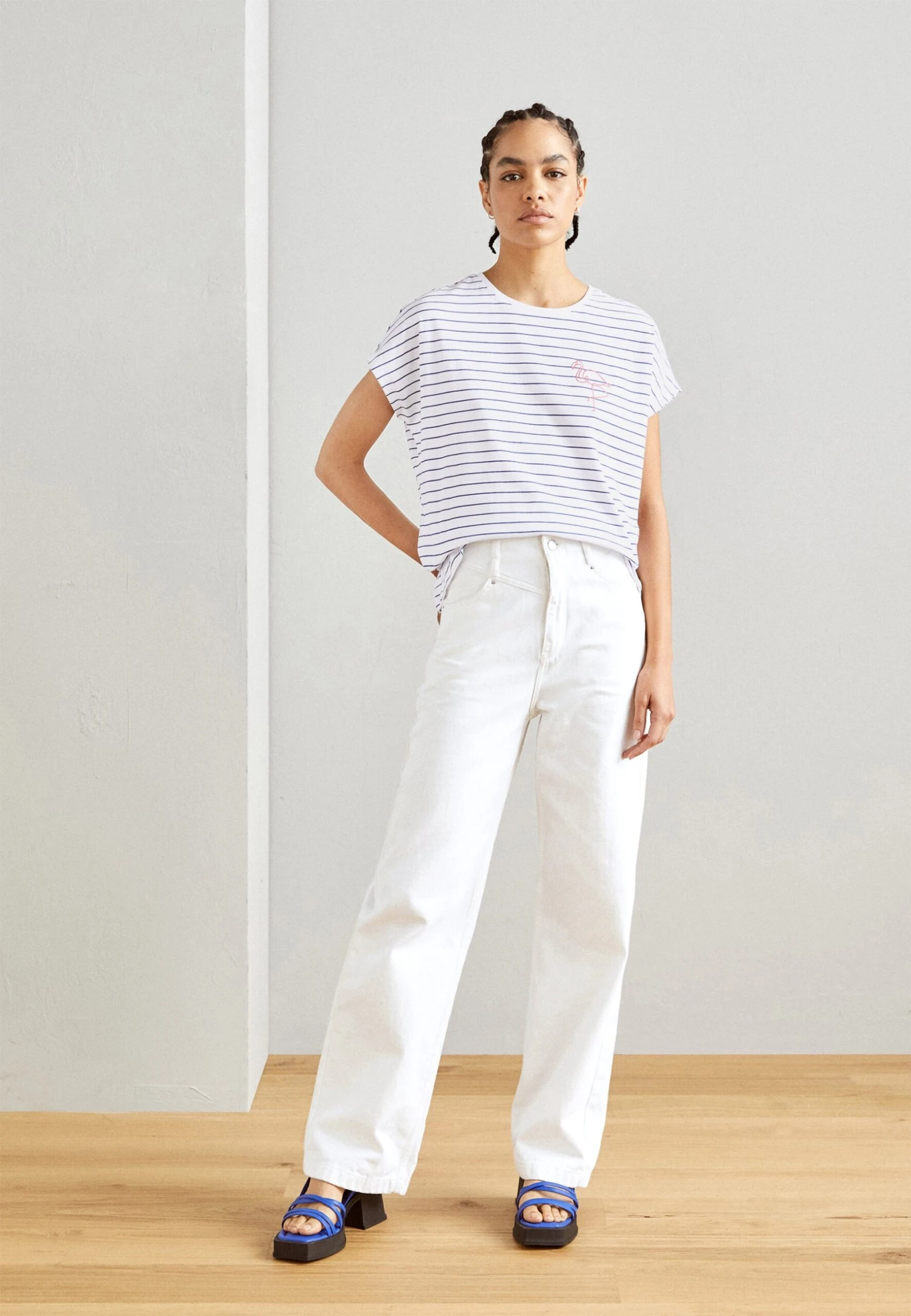 Anna Field Placed Stripe Flamingo Francesca- T-Shirt Print - White 2 Anna Field Placed Stripe Flamingo Francesca- T-Shirt Print - White - Afbeelding 2