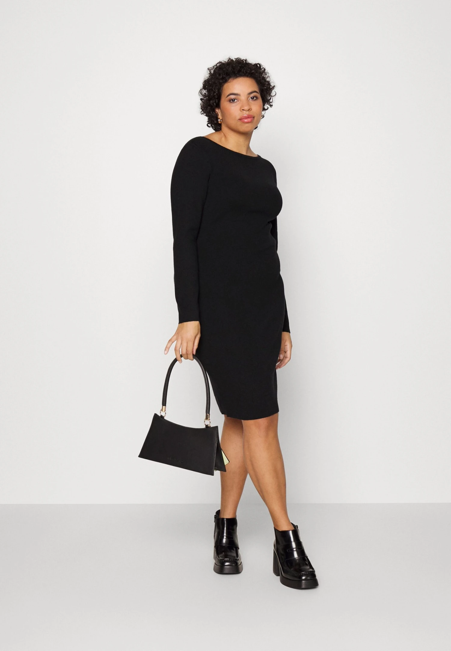 Offener Rücken Mini Strickkleid - Etui-Jurk - Black 2 Offener Rücken Mini Strickkleid - Etui-Jurk - Black - Afbeelding 2