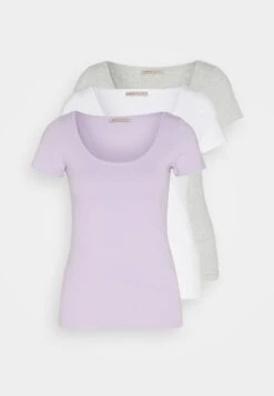 Anna Field 3 Pack - T-Shirt Basic - Purple/White/Mottled Light Grey -Anna Field Verkoop 2024 ea599051637b41e2bfffcd2a4b84a87e